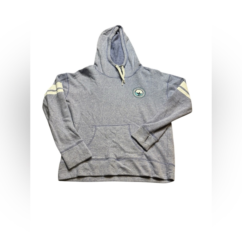 🩵 The Southern Shirt Co Blue Heather Stripe‎ Sleeve Hoodie L Soft Coastal 🩵